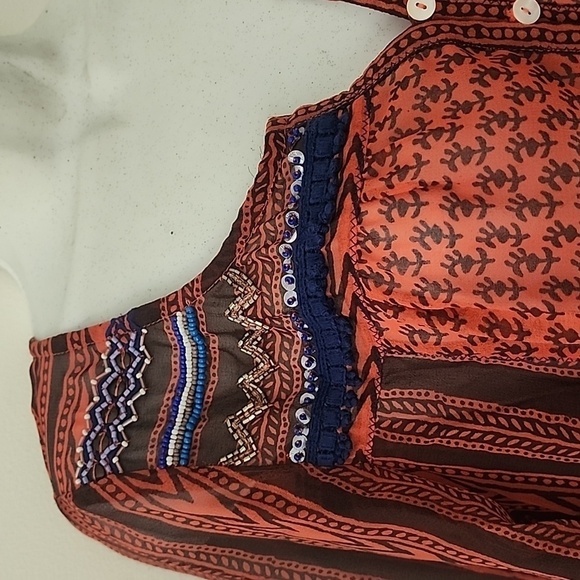 Free People Bohemian Lagenlook Oversized Sheer Tunic Top Embellished Blouse - Picture 5 of 11